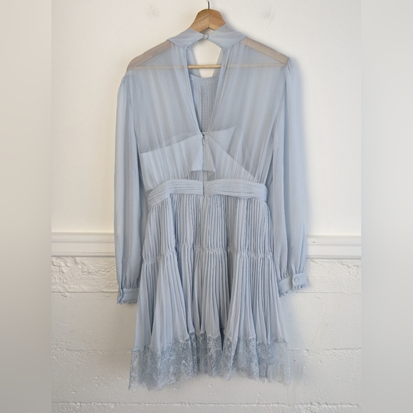 Self-Portrait • Pale Blue Chiffon Mini Dress - Picture 6 of 12